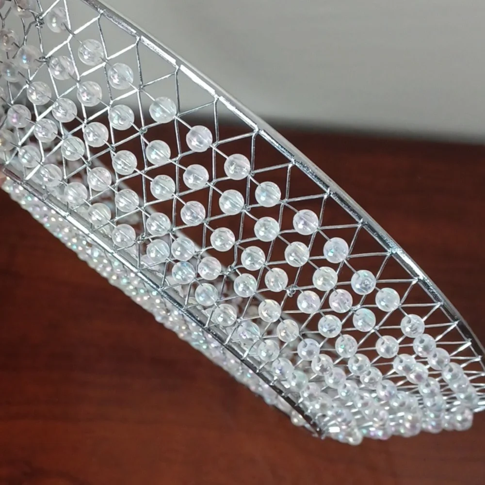 Source Unknown Clear Glass Beaded Decorative Bowl